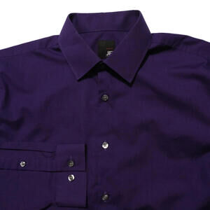 JF J. Ferrar Men's M 15-15.5 34-35 Purple Slim Fit Stretch Long Sleeve Shirt